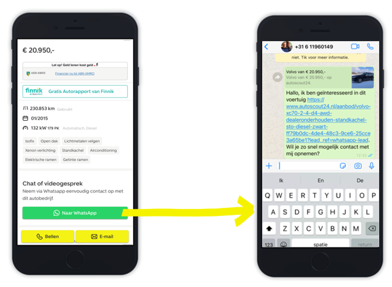 AutoScout24 WhatsApp Detailpagina